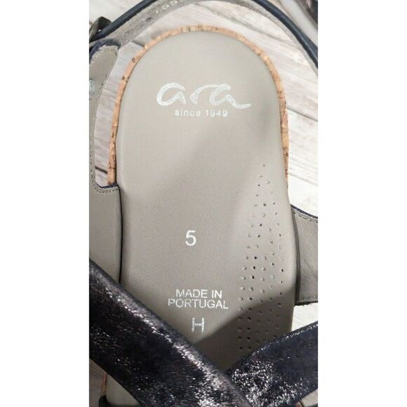 Ara Womens Size 5 Black Adjustable Strap Open Toe Wedge Heel Slingback Sandal - Picture 9 of 11